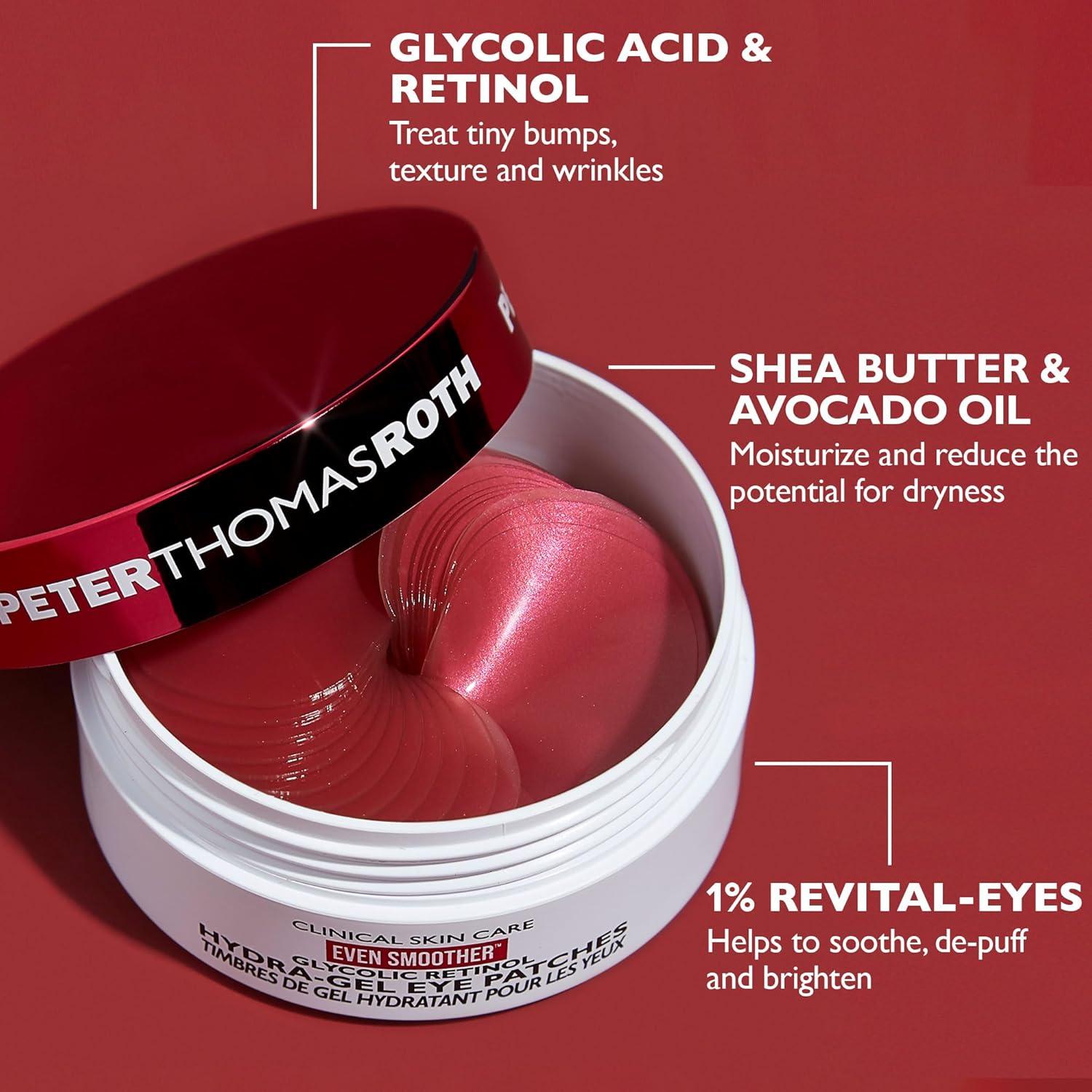 imagePeter Thomas Roth Even Smoother Glycolic Retinol HydraGel Eye Patches UnderEye Patches With Glycolic Acid and Retinol Treats Tiny Bumps Texture Fine Lines and Wrinkles Under the Eye Area