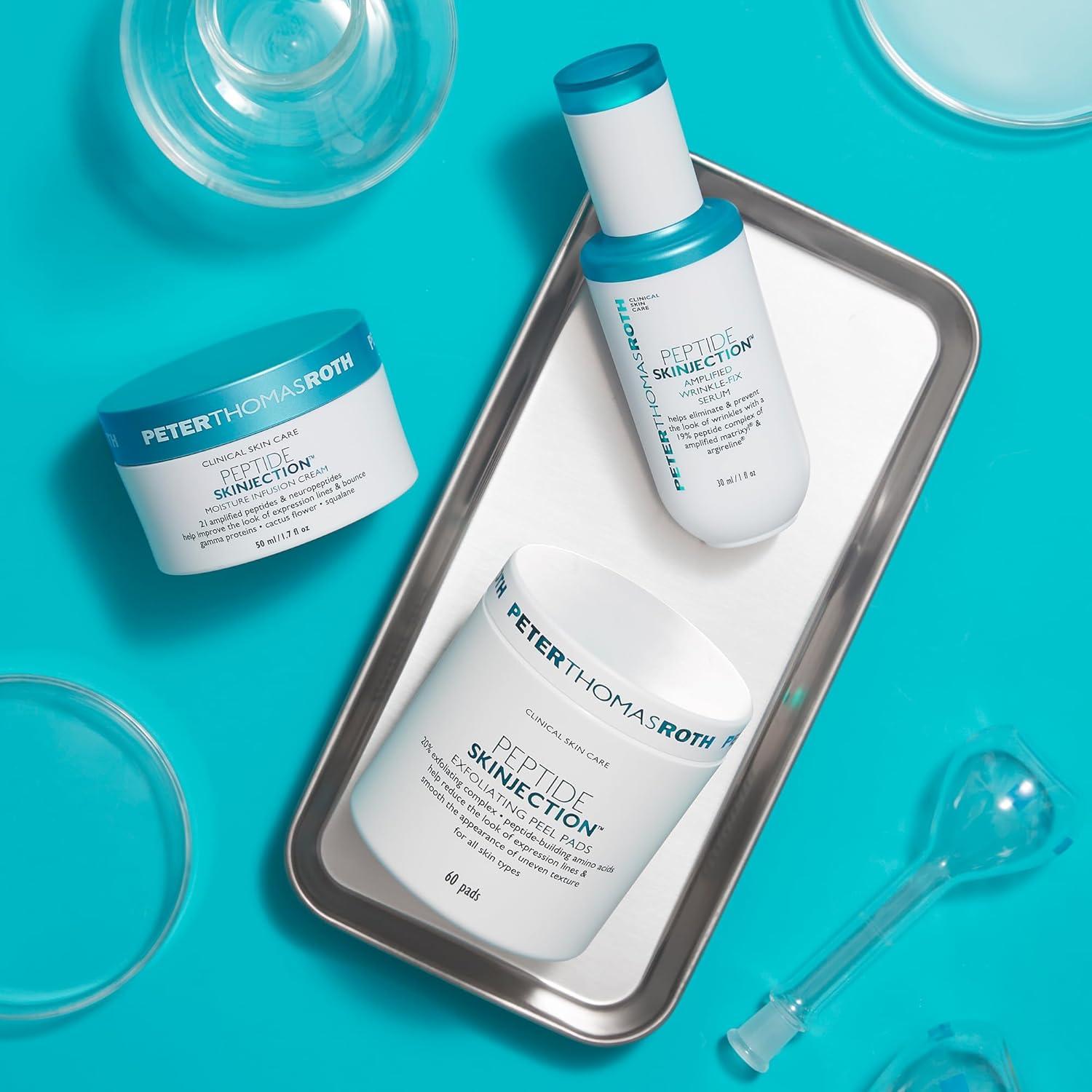 imagePeter Thomas Roth Peptide Skinjection Exfoliating Peel Pads For Smoothing Expression Lines ampamp Emerging Wrinkles FragranceFree AlcoholFree For All Skin Types