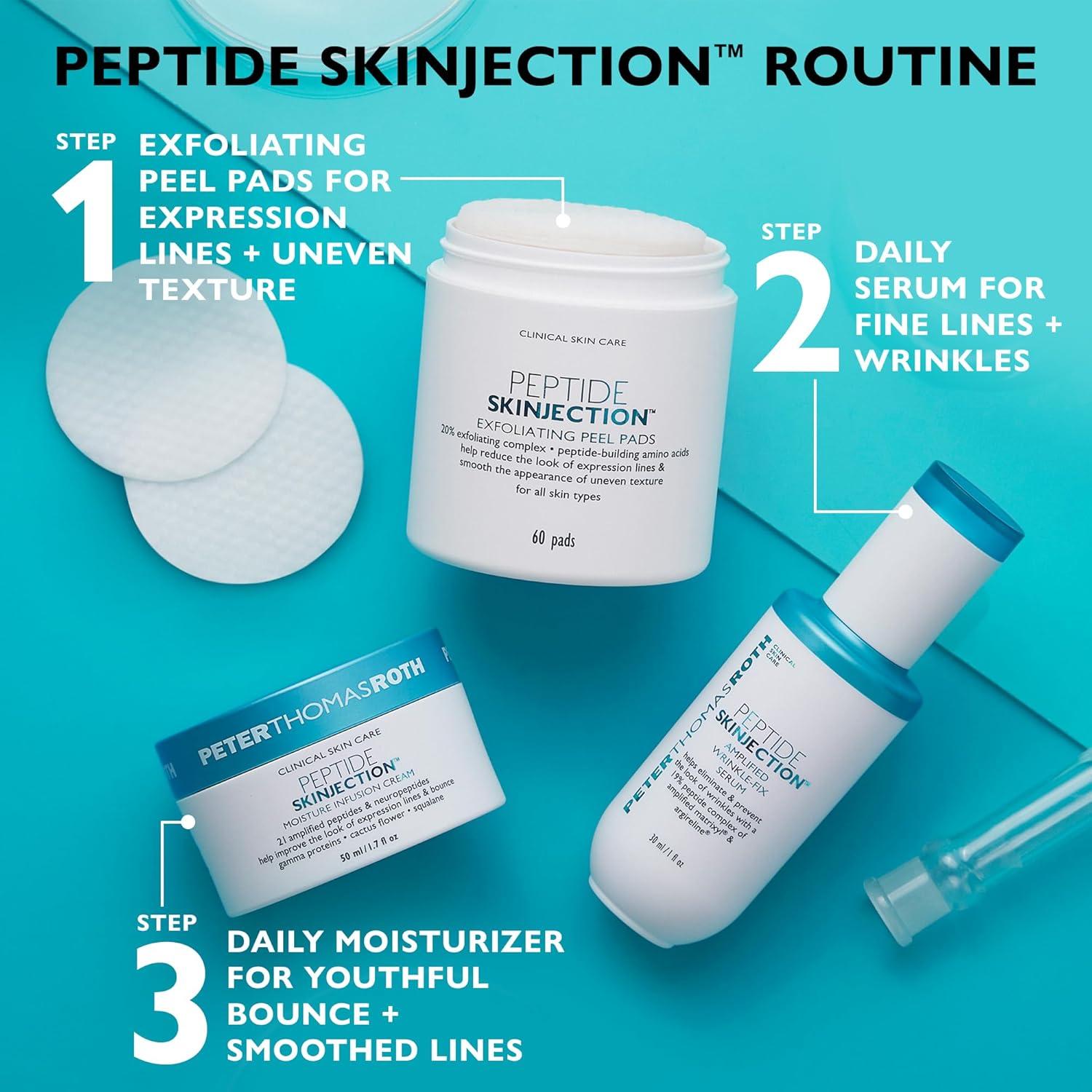 imagePeter Thomas Roth Peptide Skinjection Exfoliating Peel Pads For Smoothing Expression Lines ampamp Emerging Wrinkles FragranceFree AlcoholFree For All Skin Types