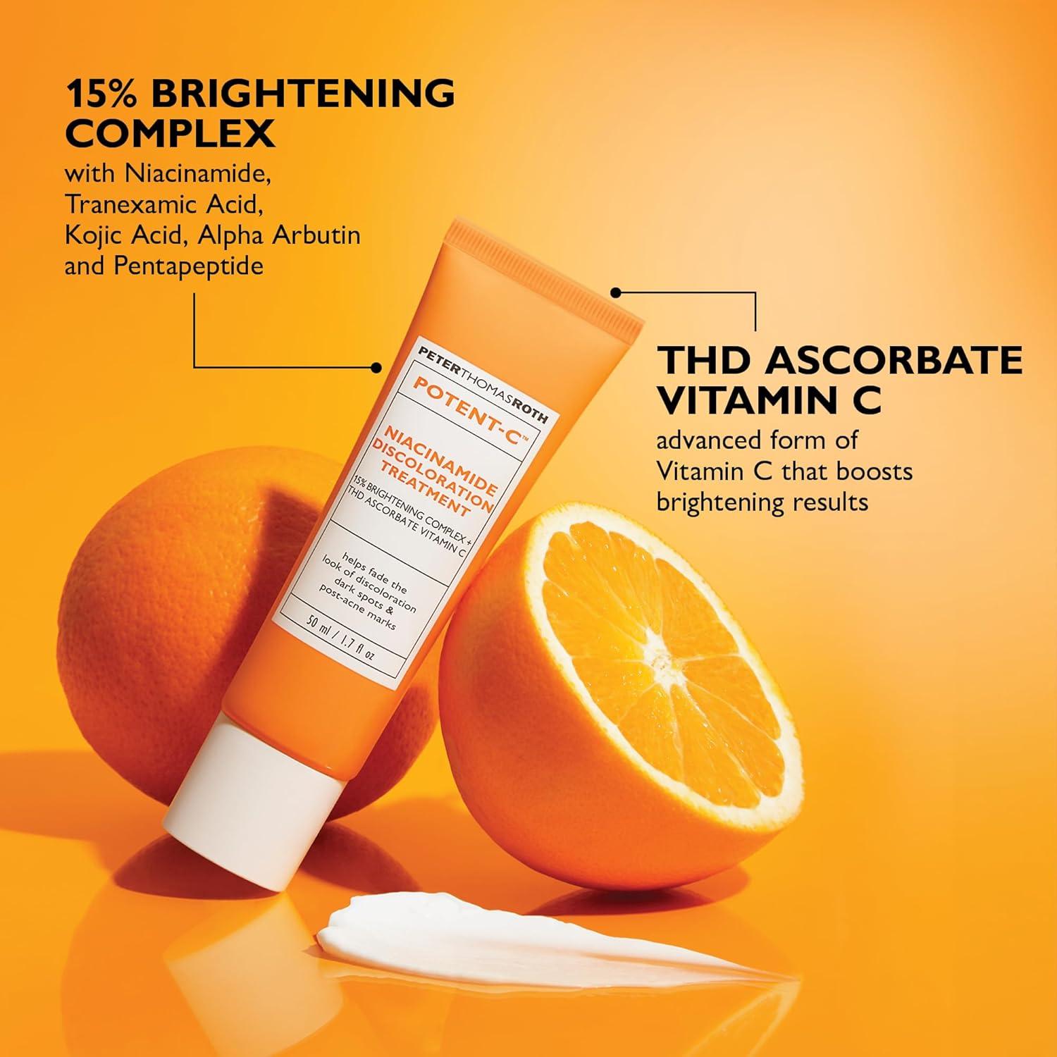 imagePeter Thomas Roth PotentC Niacinamide Discoloration Treatment for Discoloration Dark Spots and PostAcne Marks Intensive Brightening Treatment with Vitamin C and Niacinamide