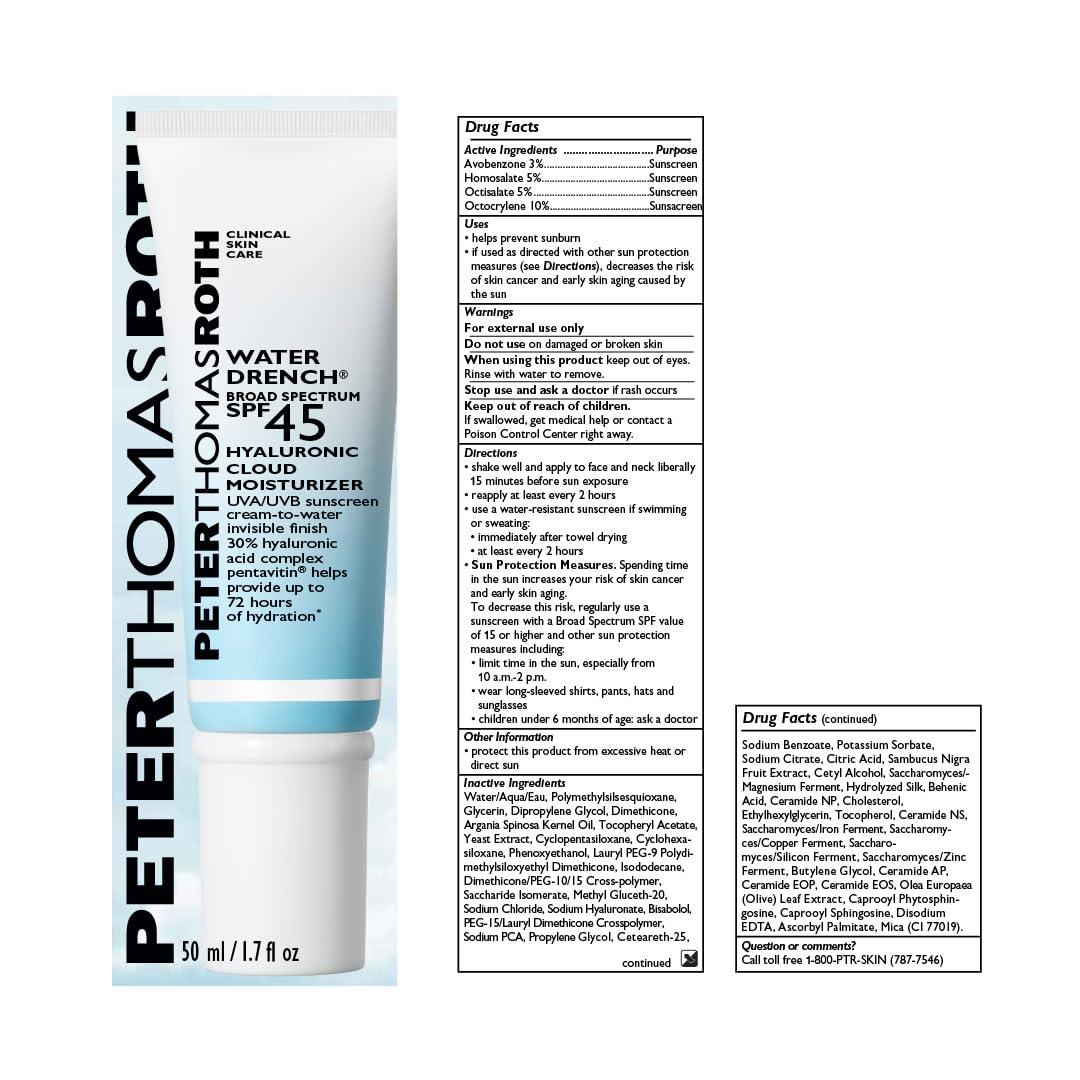 imagePeter Thomas Roth Water Drench Broad Spectrum SPF 45 Hyaluronic Cloud Moisturizer17 Fl Oz Pack of 1