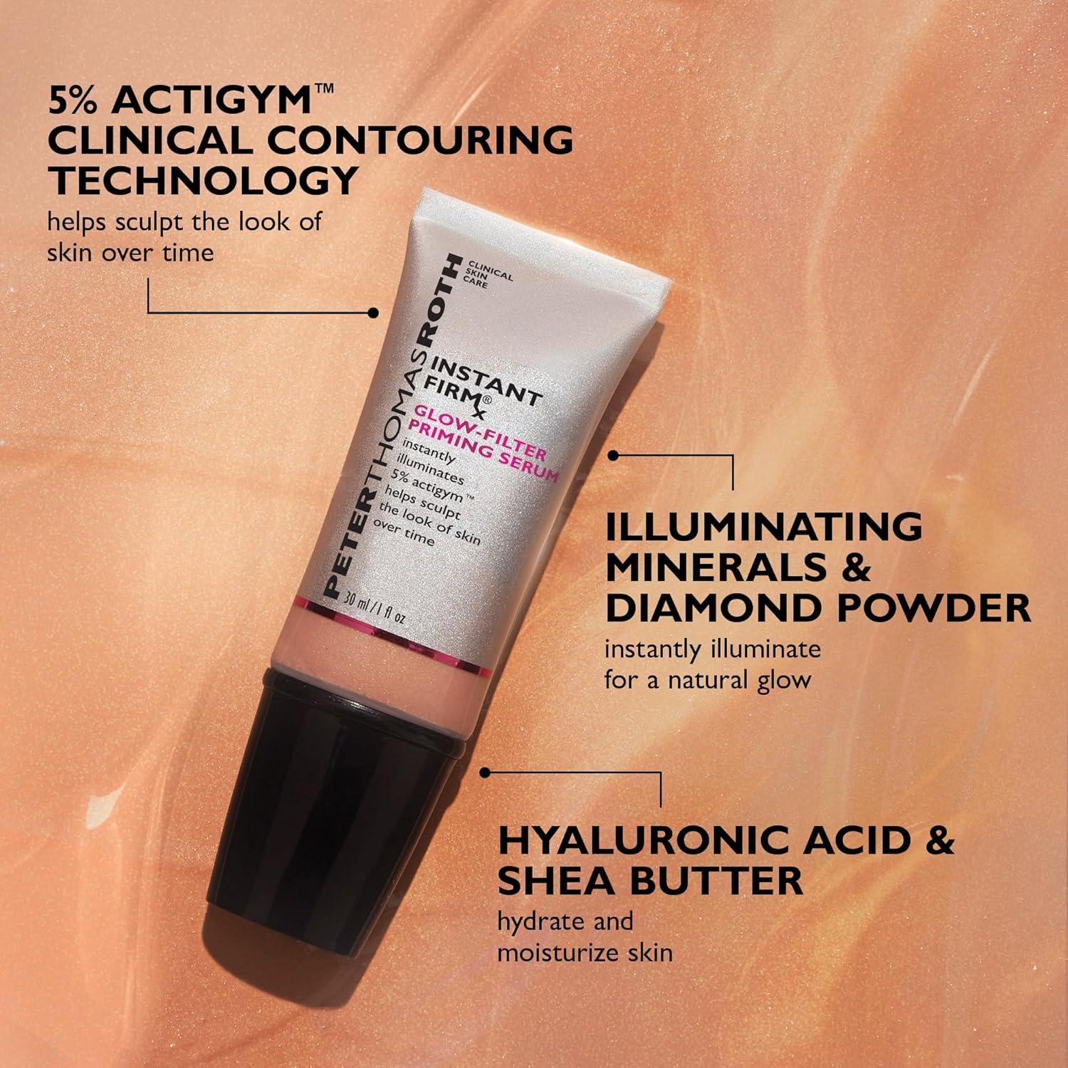 imagePeter Thomas Roth Instant FIRMx GlowFilter Priming Serum Illuminating and Firming Serum Helps Sculpt the Look of Skin Over Time Blends Onto All Skin Tones
