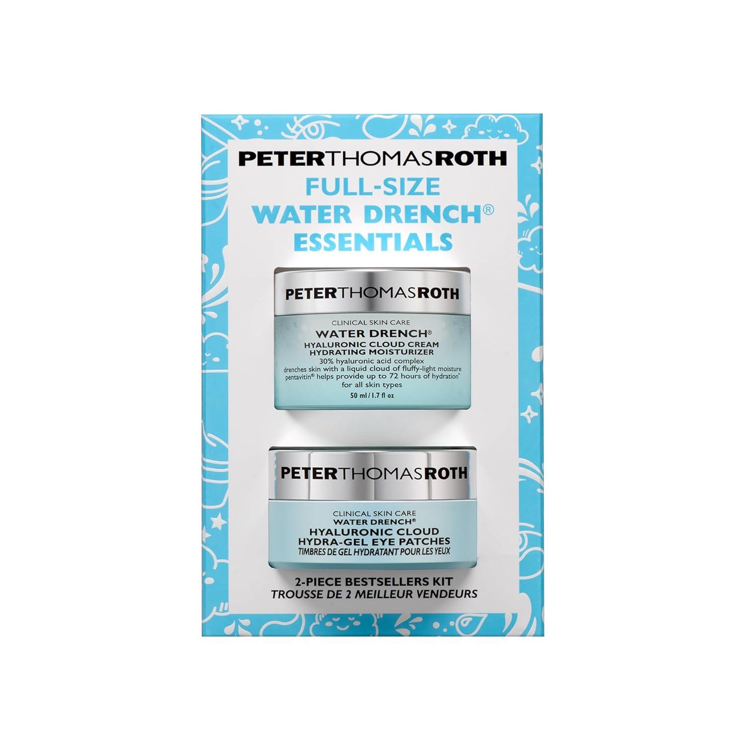 imagePeter Thomas Roth FullSize Water Drench Essentials 2Piece Face ampamp Eye Kit Hyaluronic Acid Skincare Set Moisturizer and Eye Masks