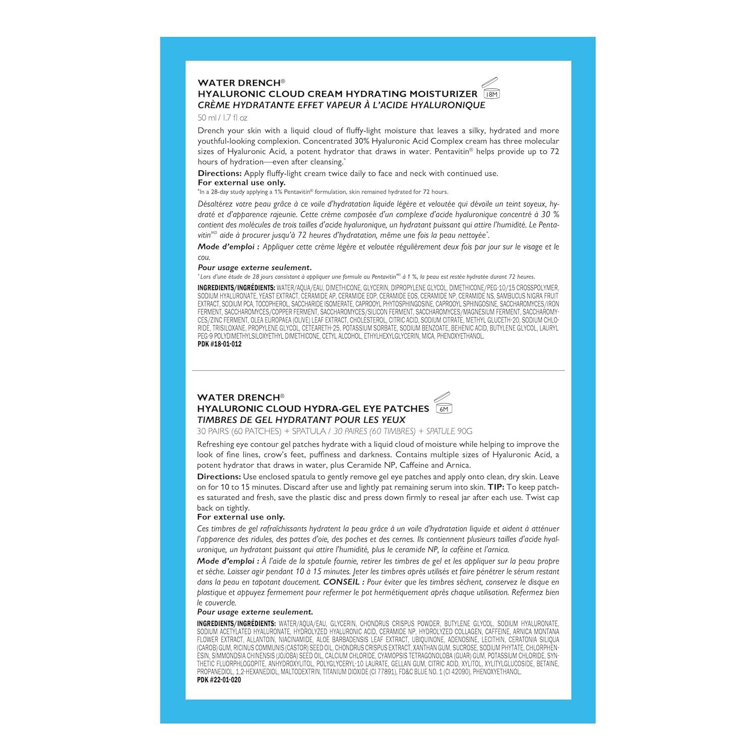 imagePeter Thomas Roth FullSize Water Drench Essentials 2Piece Face ampamp Eye Kit Hyaluronic Acid Skincare Set Moisturizer and Eye Masks