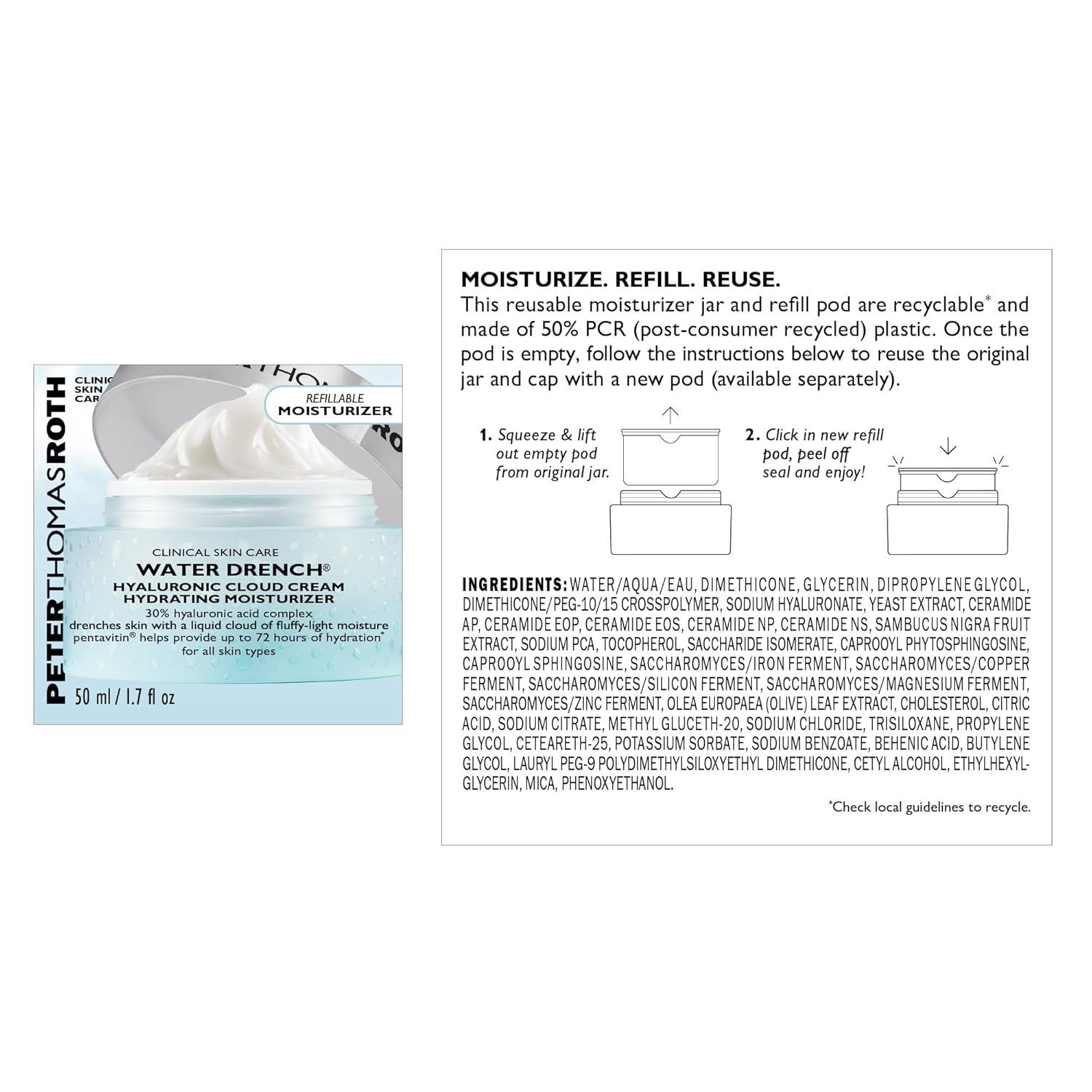 image:imagePeter Thomas Roth Water Drench Hyaluronic Cloud Cream Hydrating Moisturizer for Face Up to 72 Hours of Hydration for More YouthfulLooking Skin Fragrance Free169 Fl Oz Pack of 1