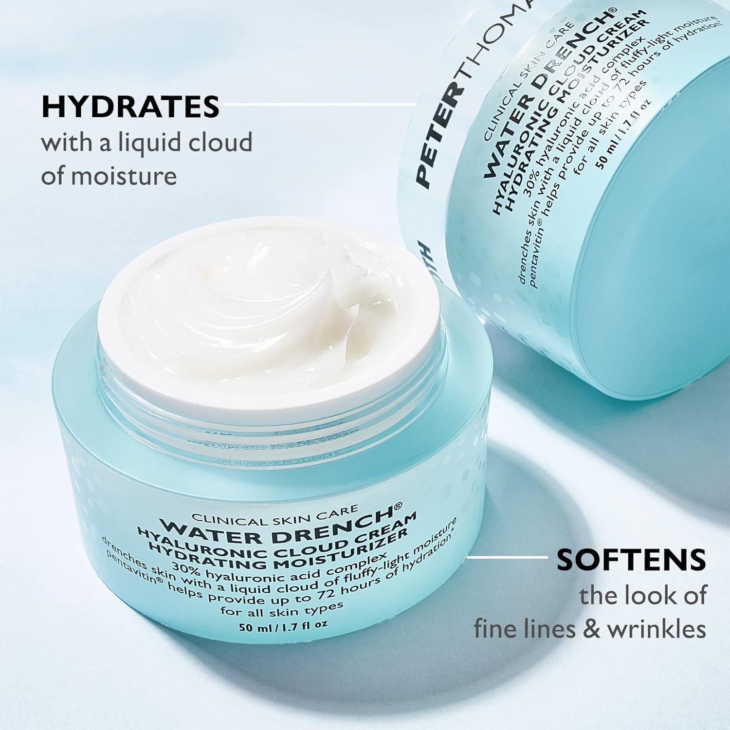 image:imagePeter Thomas Roth Water Drench Hyaluronic Cloud Cream Hydrating Moisturizer for Face Up to 72 Hours of Hydration for More YouthfulLooking Skin Fragrance Free169 Fl Oz Pack of 2